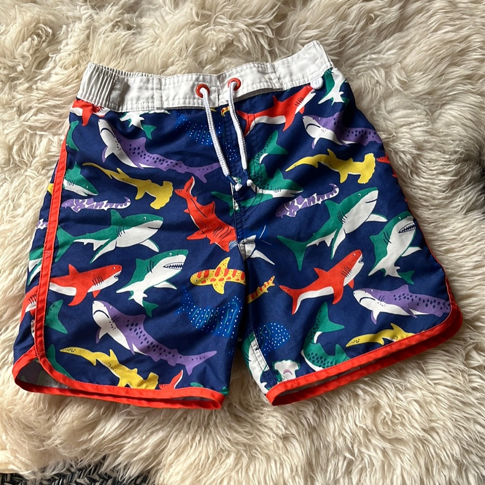 Mini Boden shark swim trunks